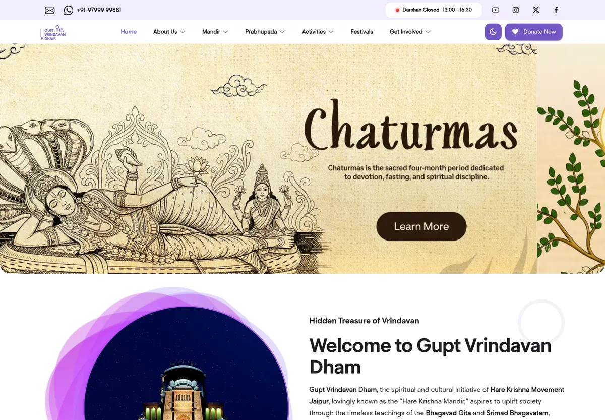 Gupt Vrindavan Dham website